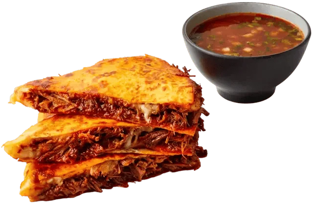 Quesabirria served with consommé