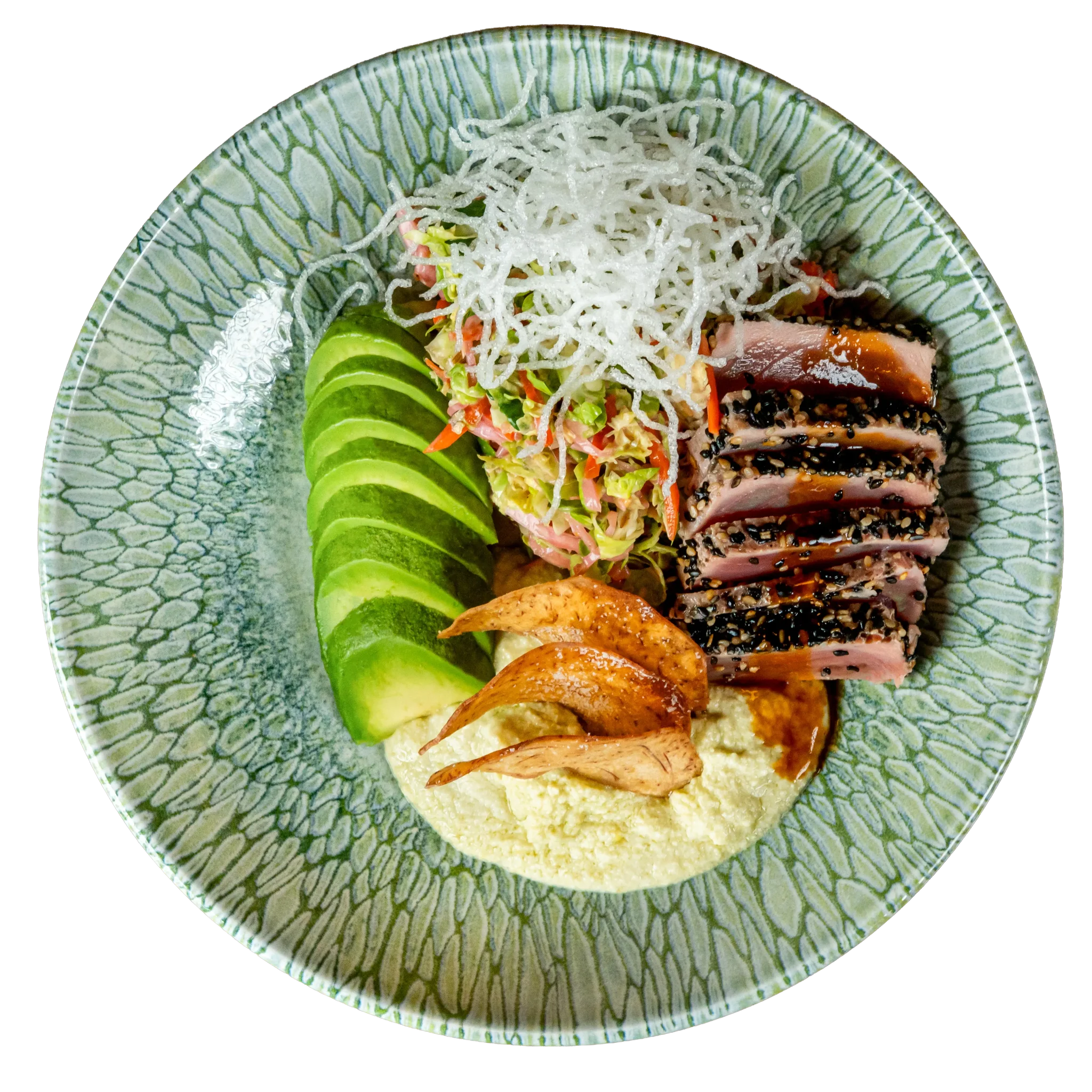 SHAVED BRUSSELS AND AHI TUNA TATAKI BOWL