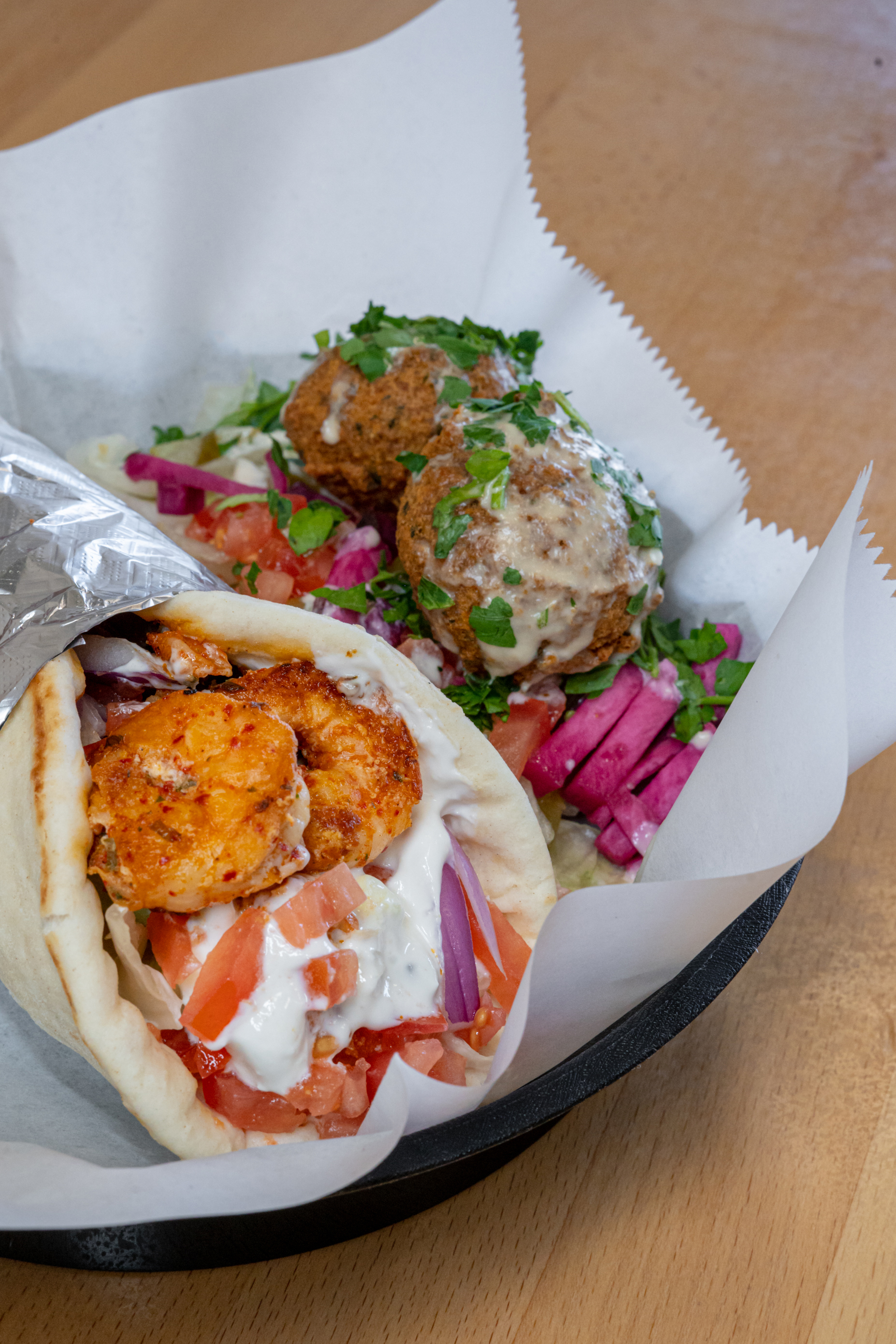 used Pita Corner 17-1-2025 SHRIMP KABOB PITA WITH FALAFEL (3)