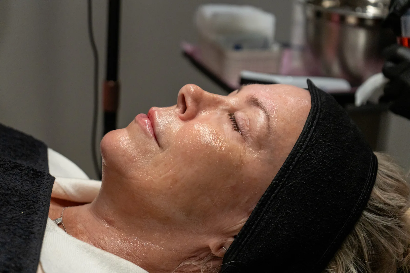 Client relaxing at Unfiltered Beauty Medspa 
